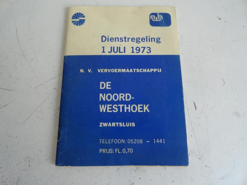 Dienstregeling 1973 De Noordwesthoek, Zwartsluis, Ophalen of Verzenden