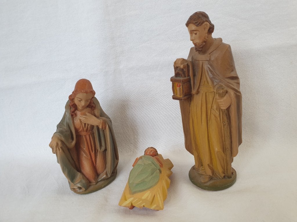 (A) Vintage kerstgroep Heilige familie. Materiaal Berkalith, Ophalen of Verzenden, Zo goed als nieuw