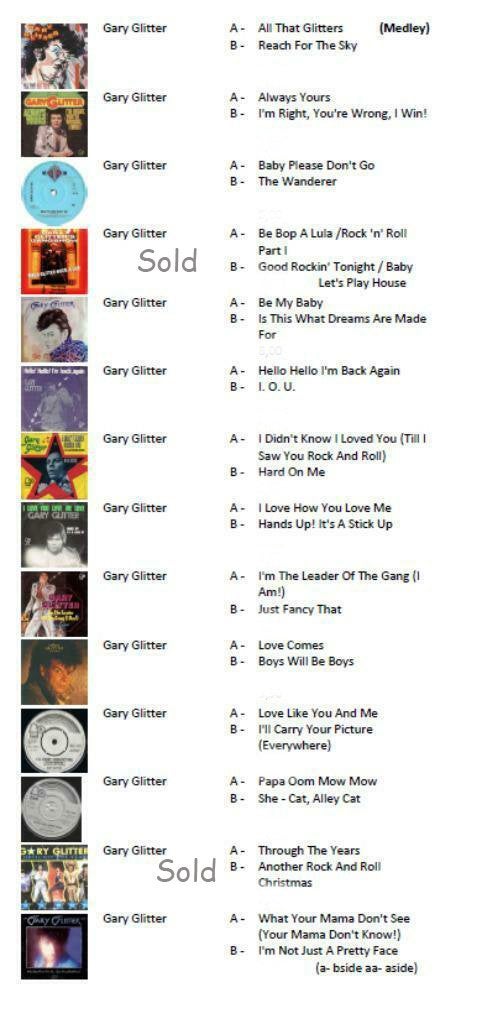 Gary Glitter Verzameling (12 singles) (Glamrock), Cd's en Dvd's, Ophalen of Verzenden, Zo goed als nieuw, 7 inch, Pop