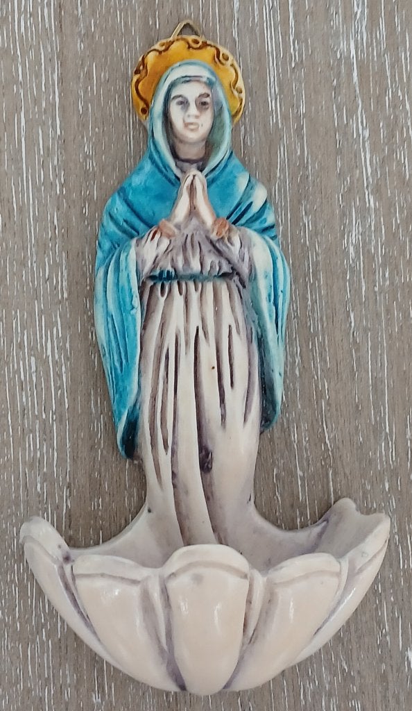Wijwaterbakje Heilige Maria  Lengte 14 cm, Ophalen of Verzenden, Zo goed als nieuw, Overige typen, Overige religies