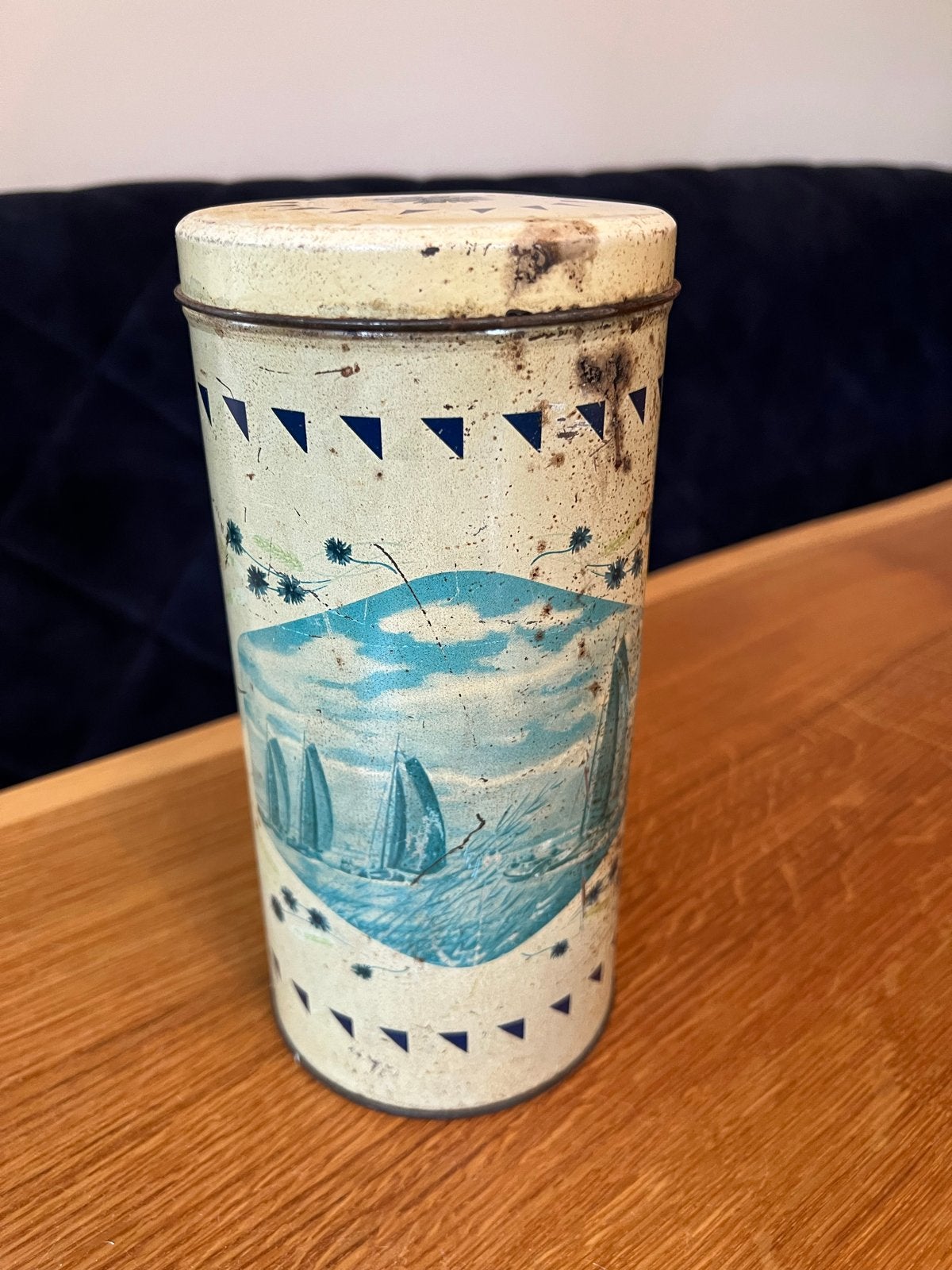 Vintage Van der Meulen's Beschuit Hallum blik, Ophalen of Verzenden