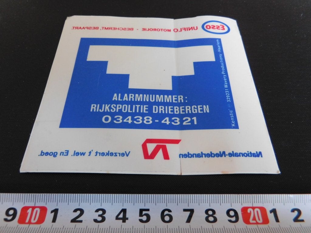 sticker Politie korps Rijkspolitie Driebergen RP ESSO Nat N*, Verzamelen, Ophalen, Zo goed als nieuw