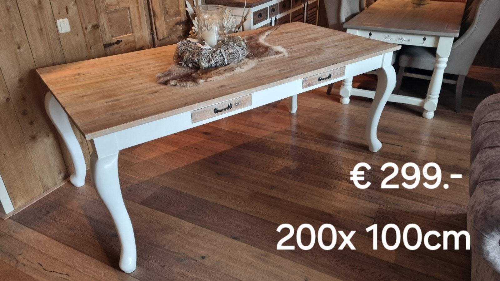 schadevrij! landelijke Eettafel queen ann € 299.-, 200 cm of meer, Zo goed als nieuw, Rechthoekig, 50 tot 100 cm