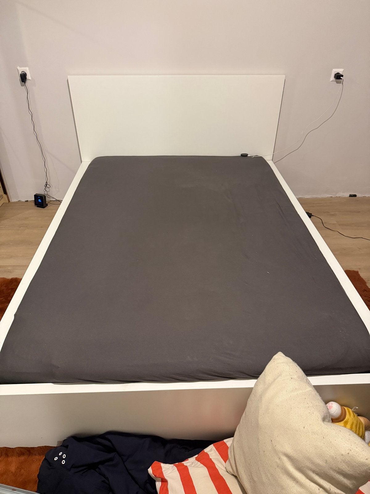 Ikea Malm bed 140x200 met 2 lades, Ophalen, Gebruikt, Wit, Tweepersoons