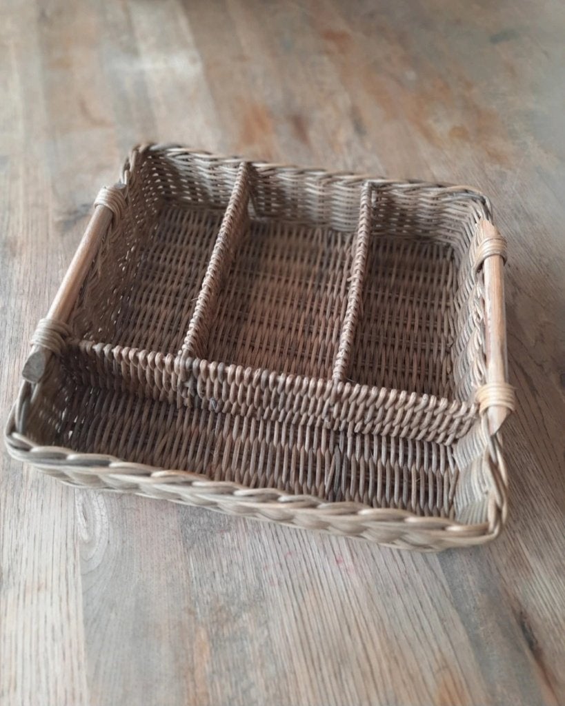 Rieten bestekmand, Ophalen, Zo goed als nieuw, Vierkant, Riet