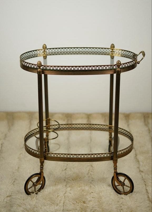 Antieke Franse bar cart / serveerwagen, Ophalen of Verzenden, Zo goed als nieuw