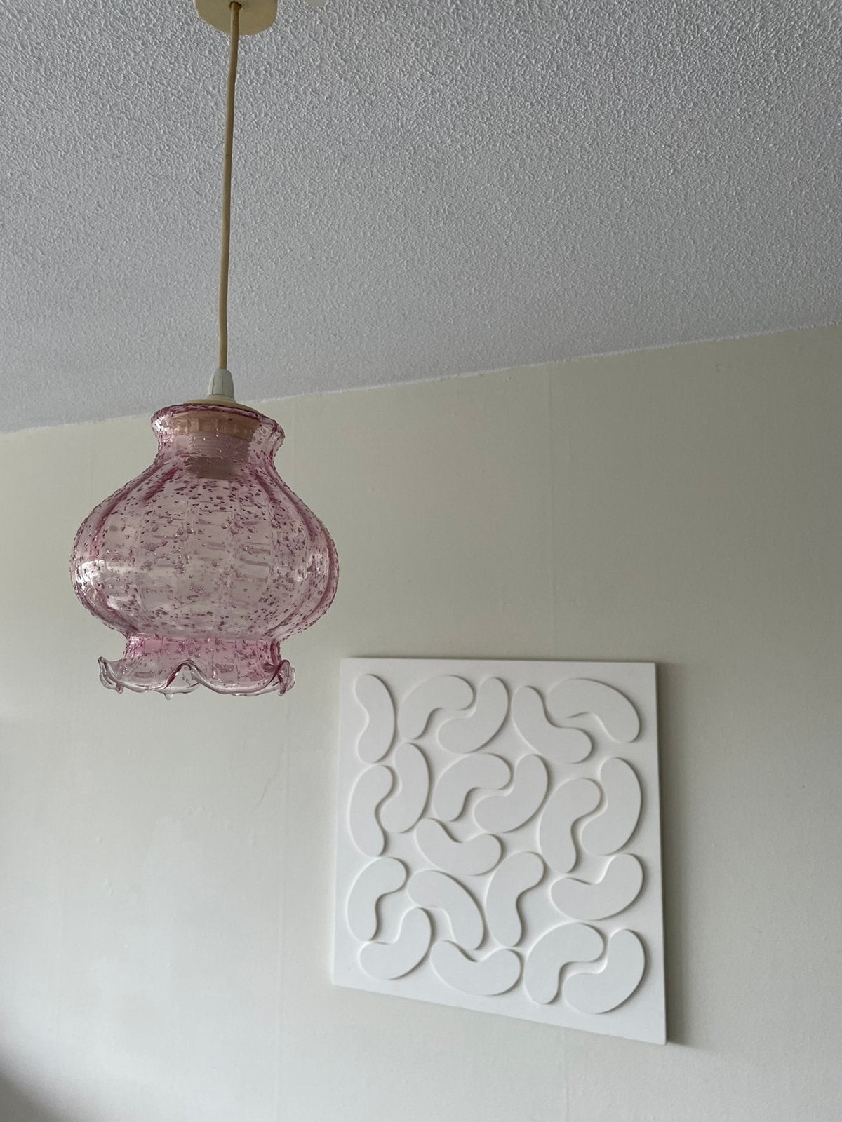 Frans brocante jaren roze glas bubbeltjes, ., 2de hands, Ophalen of Verzenden, .