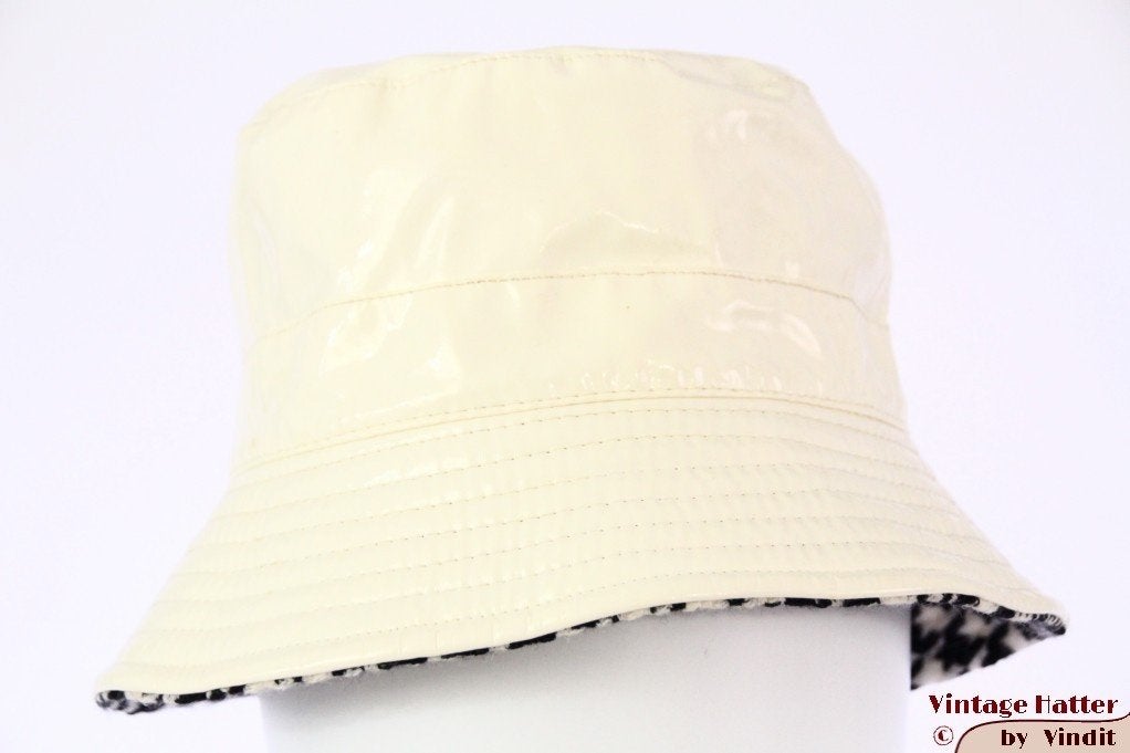 Vintage Dameshoed Buckethat Maison de Bonneterie ivoor 56/57, 56 of 57 cm (M, 7 of 7⅛ inch), Hoed, Maison de Bonneterie, Ophalen of Verzenden
