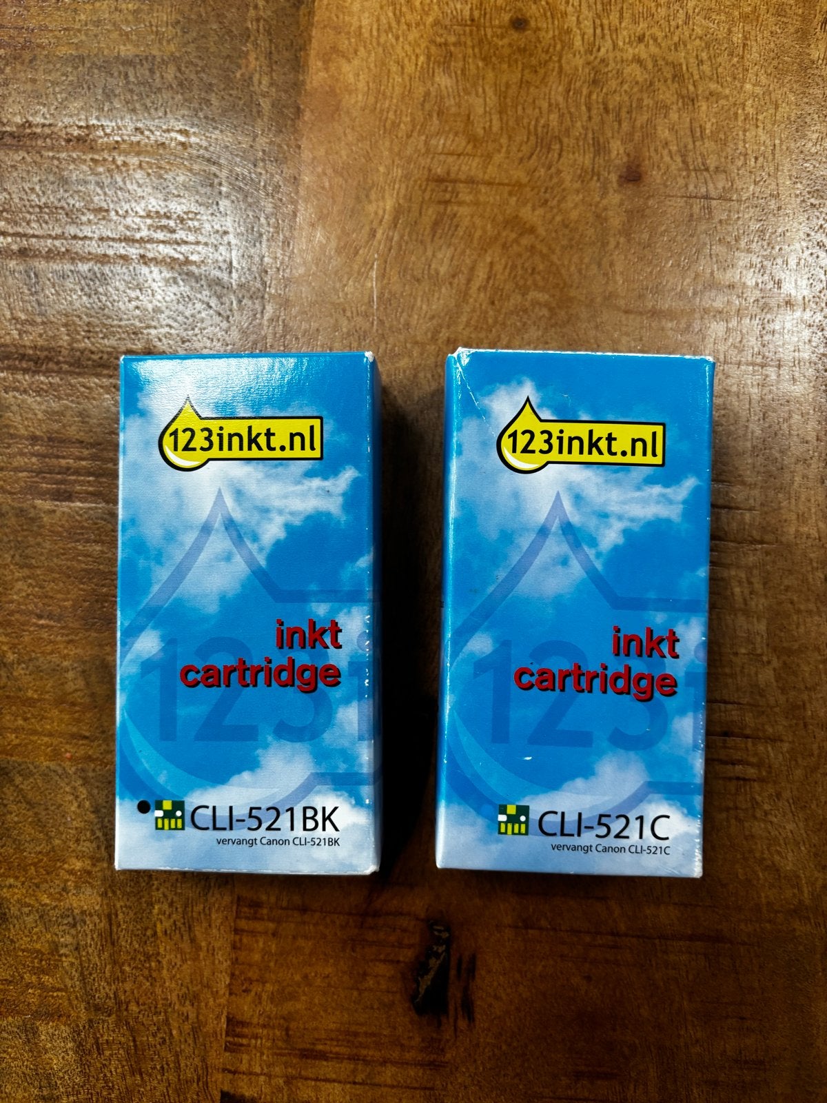 Inktcartridges 123inkt CLI-521BK en CLI-521C, Ophalen of Verzenden, Nieuw, Cartridge