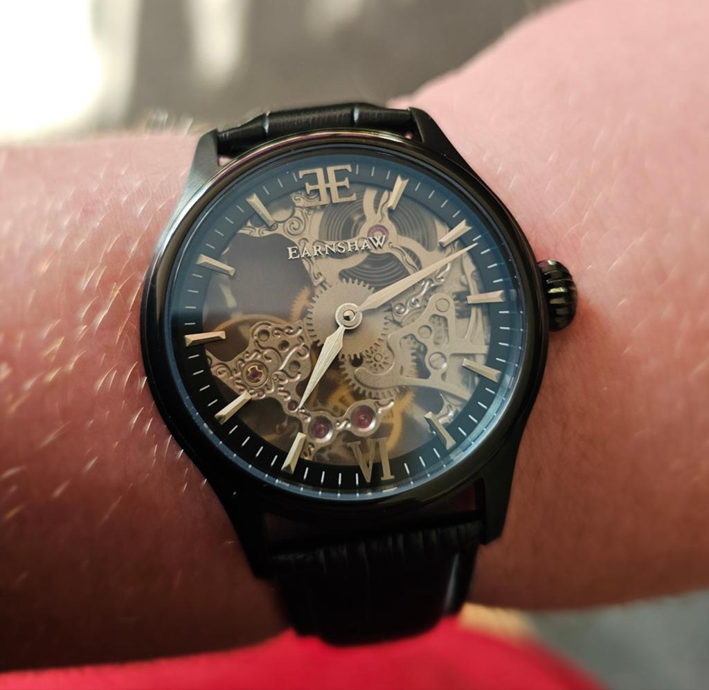 Prachtig Earnshaw Skeleton Horloge in absolute topstaat, Ophalen of Verzenden, Zo goed als nieuw, Leer, Overige merken