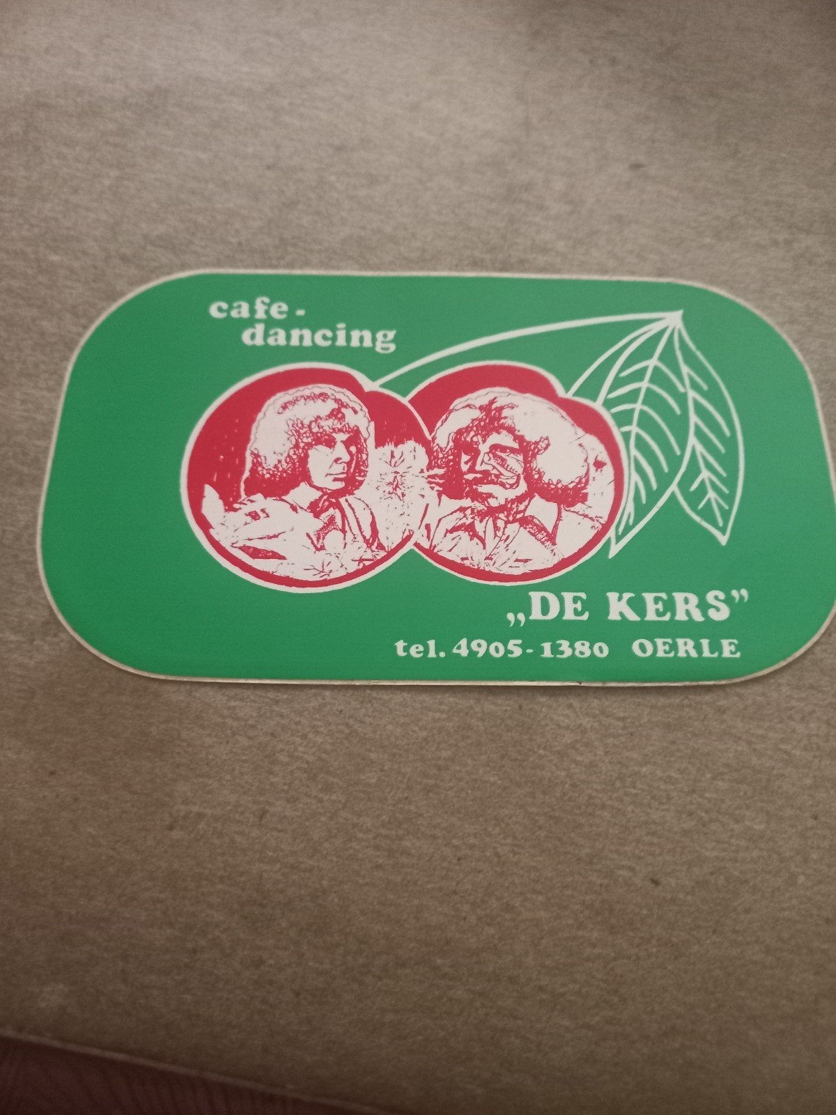 Vintage Reclamesticker Cafe Dancing "De Kers" Oerle, Ophalen of Verzenden, Gebruikt