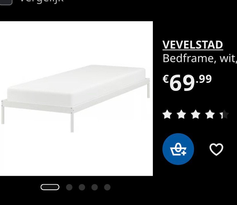 1 persoonsbed IKEA VEVELSTAD + topper, Huis en Inrichting, Ophalen, 90 cm, Eenpersoons, Zo goed als nieuw