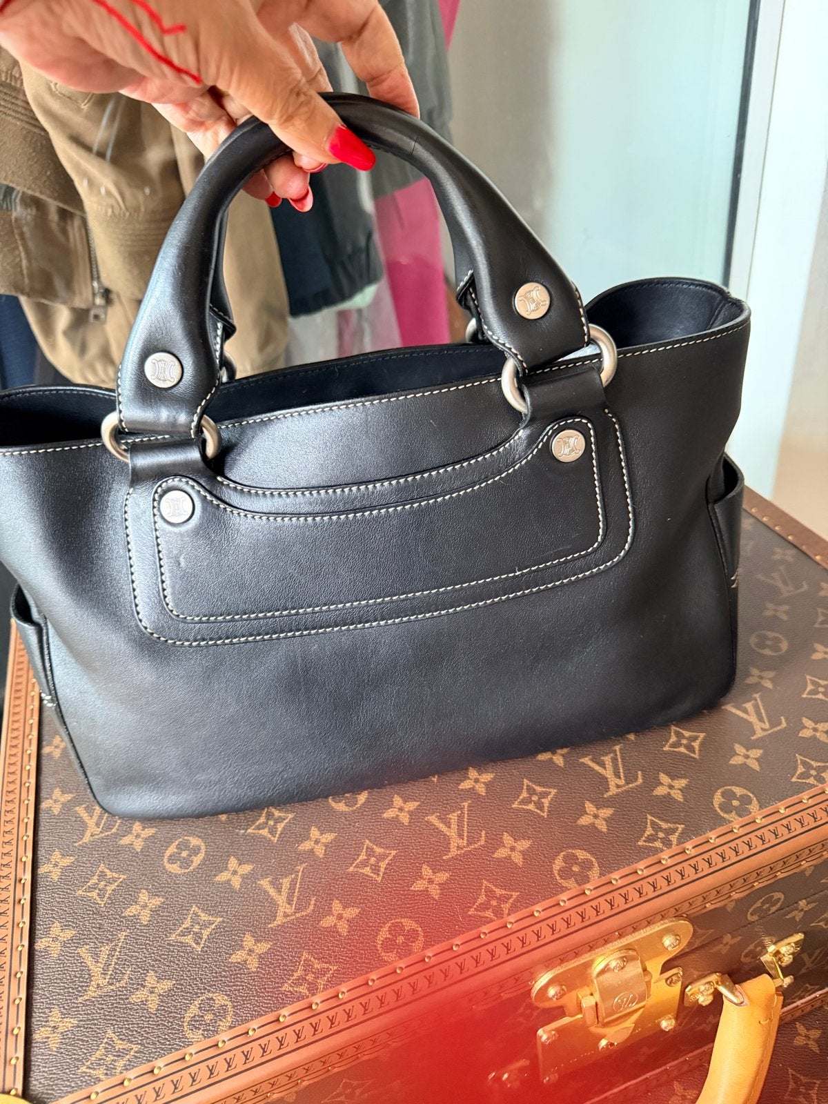 Celine Boogie Bag Zwart Leer Handtas, Ophalen of Verzenden, Gebruikt, Zwart, Handtas