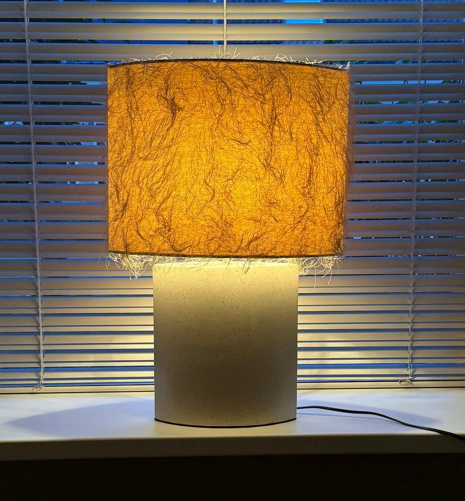 Tafellamp met ovale kap, Huis en Inrichting, Lampen | Tafellampen, Ophalen, Gebruikt, Stof, Minder dan 50 cm