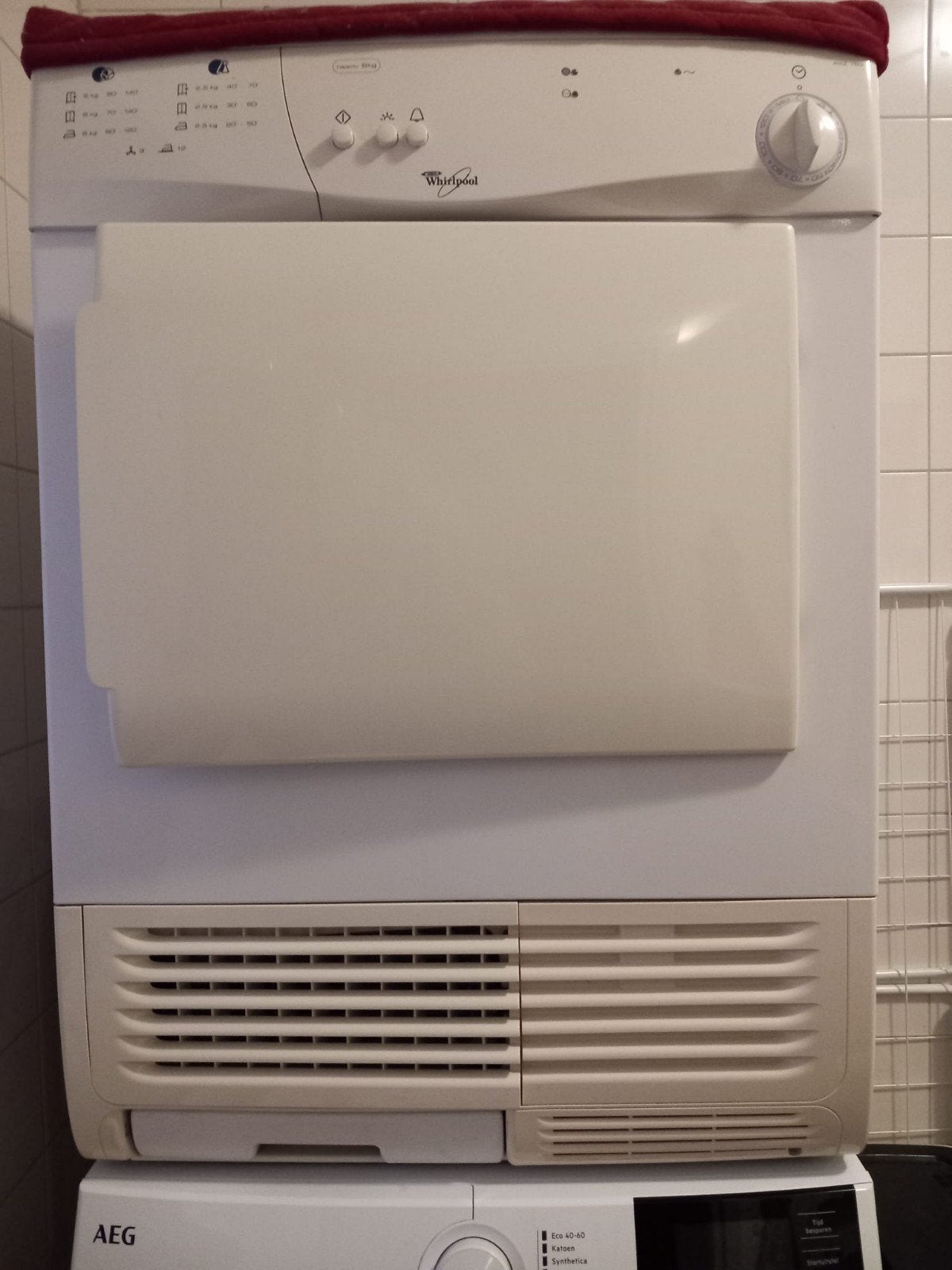 gratis droger Whirlpool, Ophalen, Gebruikt, Voorlader, 85 tot 90 cm