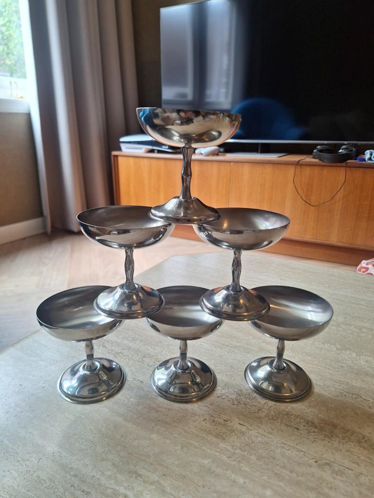 Vintage Franse Ijscoupes, dessert amuse coups set van 6, Huis en Inrichting, Keuken | Servies, Ophalen of Verzenden, Gebruikt