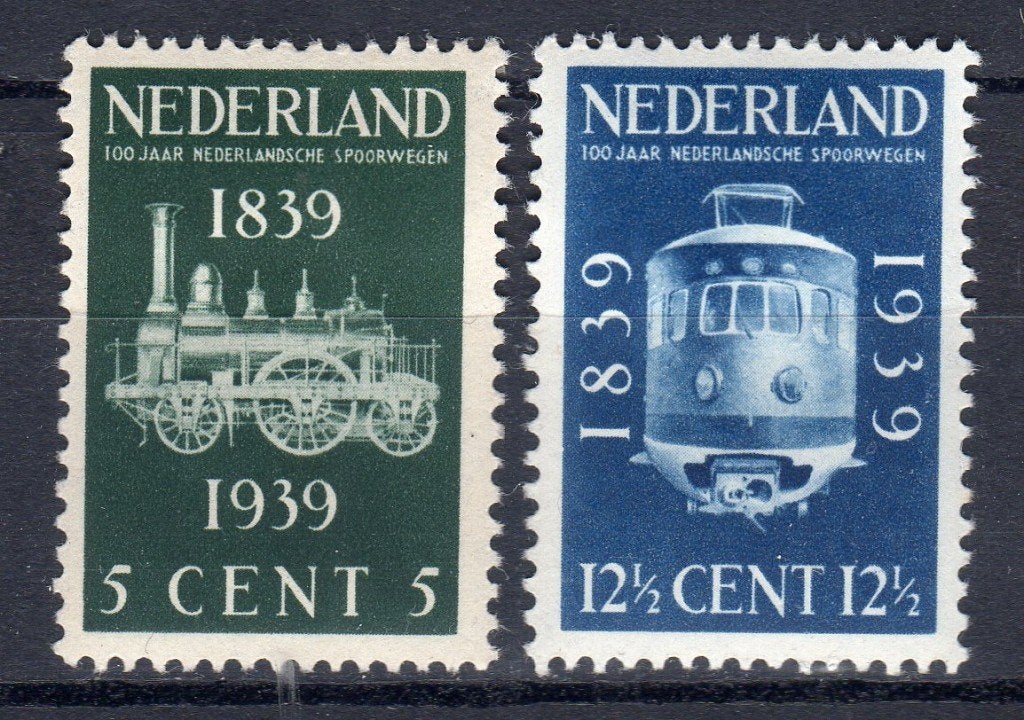 nvph 325-326spoorwegjubileumzegels1939 ongebruikt, Postzegels en Munten, Ophalen of Verzenden, Na 1940, Postfris
