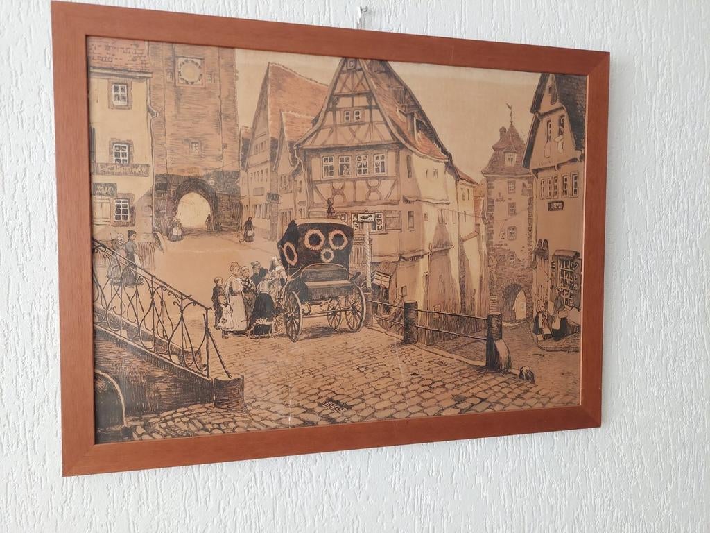 Mooi ingelijste Oud-Duitse prent., Antiek en Kunst, Ophalen of Verzenden