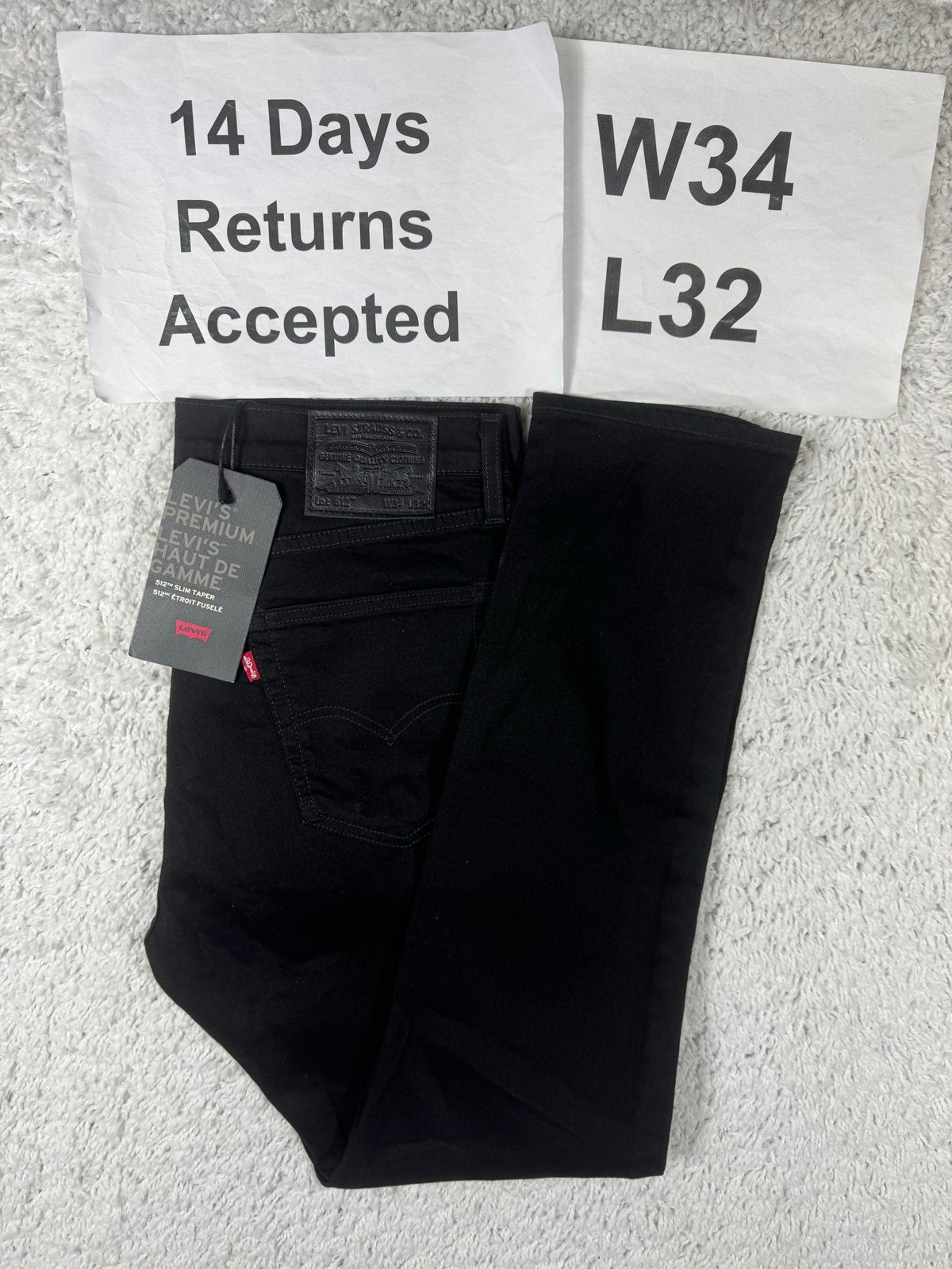 Levi's 512 Premium Jeans Slim Taper Fit Zwart W34 L32 3517, Kleding | Heren, Zwart, Nieuw, Ophalen of Verzenden, H