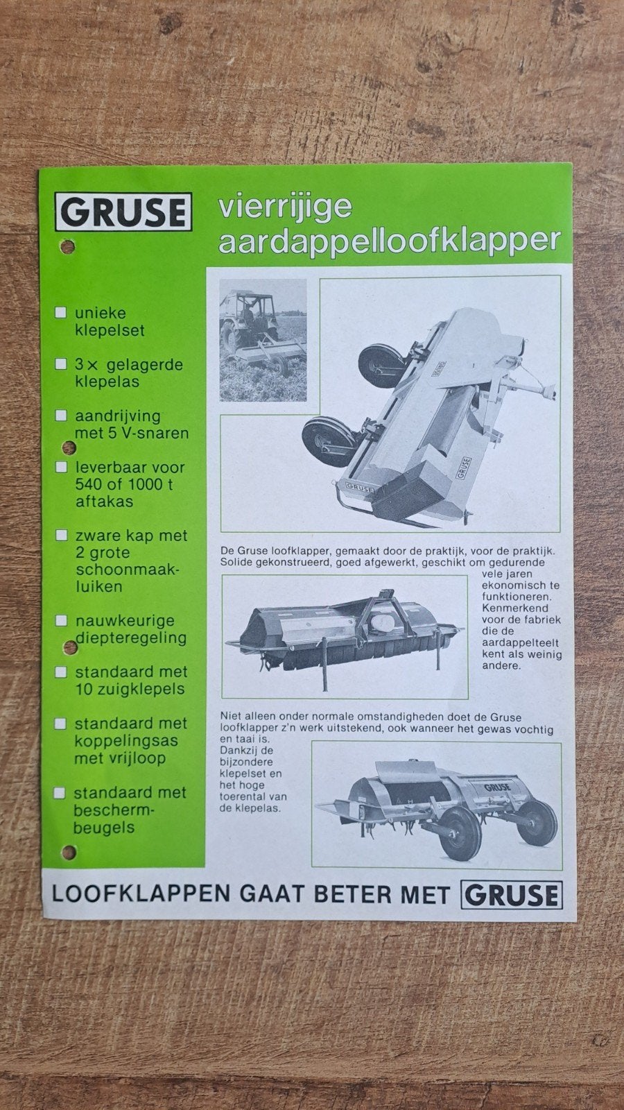 folder GRUSE vierrijige aardappelloofklapper, Ophalen of Verzenden, Zo goed als nieuw, Folder