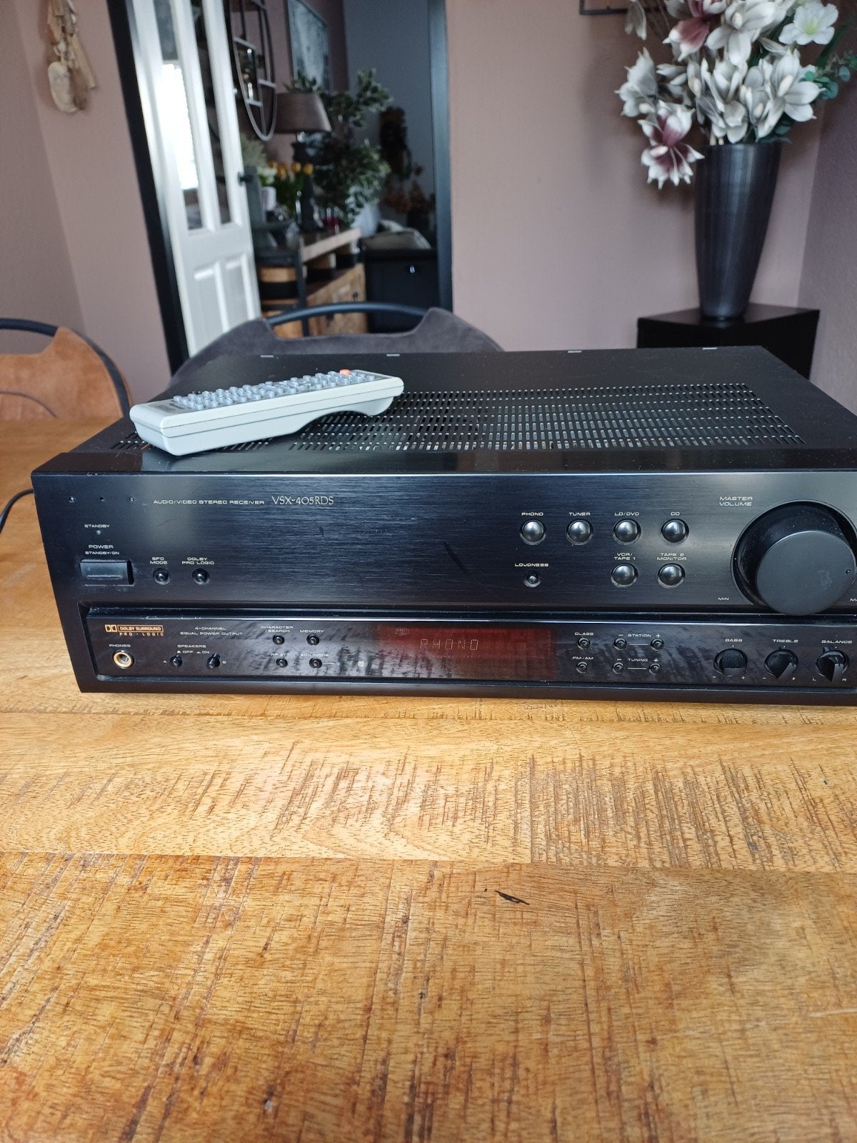 Pioneer Tuner Versterker VSX-405RDS met Phono-ingang, Gebruikt, Ophalen of Verzenden, Pioneer, 120 watt of meer