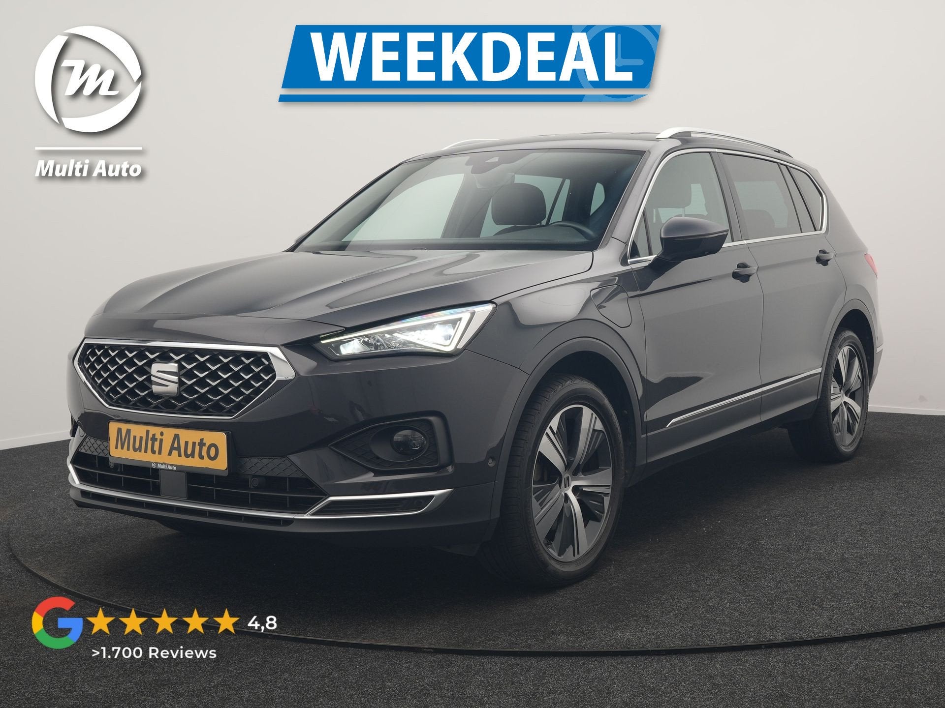 SEAT Tarraco 1.4 TSI e-Hybrid Xcellence PHEV 245pk Dealer O., Auto's, Dealer onderhouden, Zwart, 4 cilinders, Hybride Elektrisch/Benzine