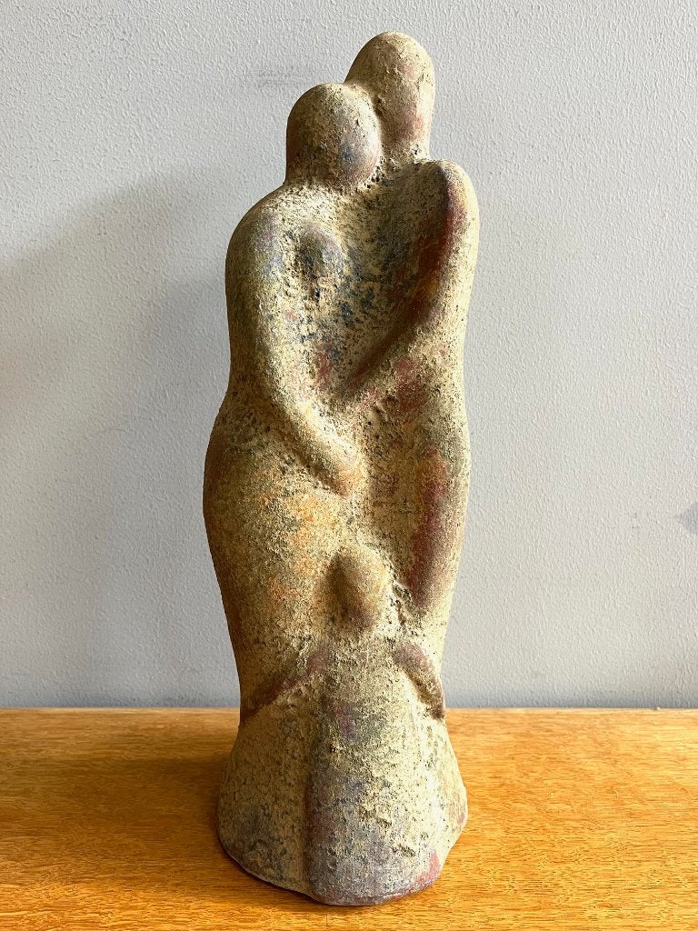 vintage design terracotta beeld man/vrouw en kind, 1970, Verzamelen, Beelden en Beeldjes, Ophalen of Verzenden, Zo goed als nieuw