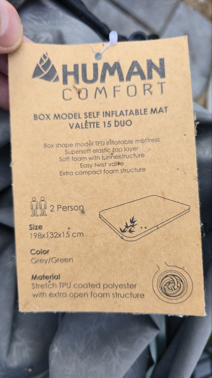 Human Comfort Valette 15 Duo & Bernon 10 zelfopblazende matt, Ophalen, Gebruikt, 3-persoons