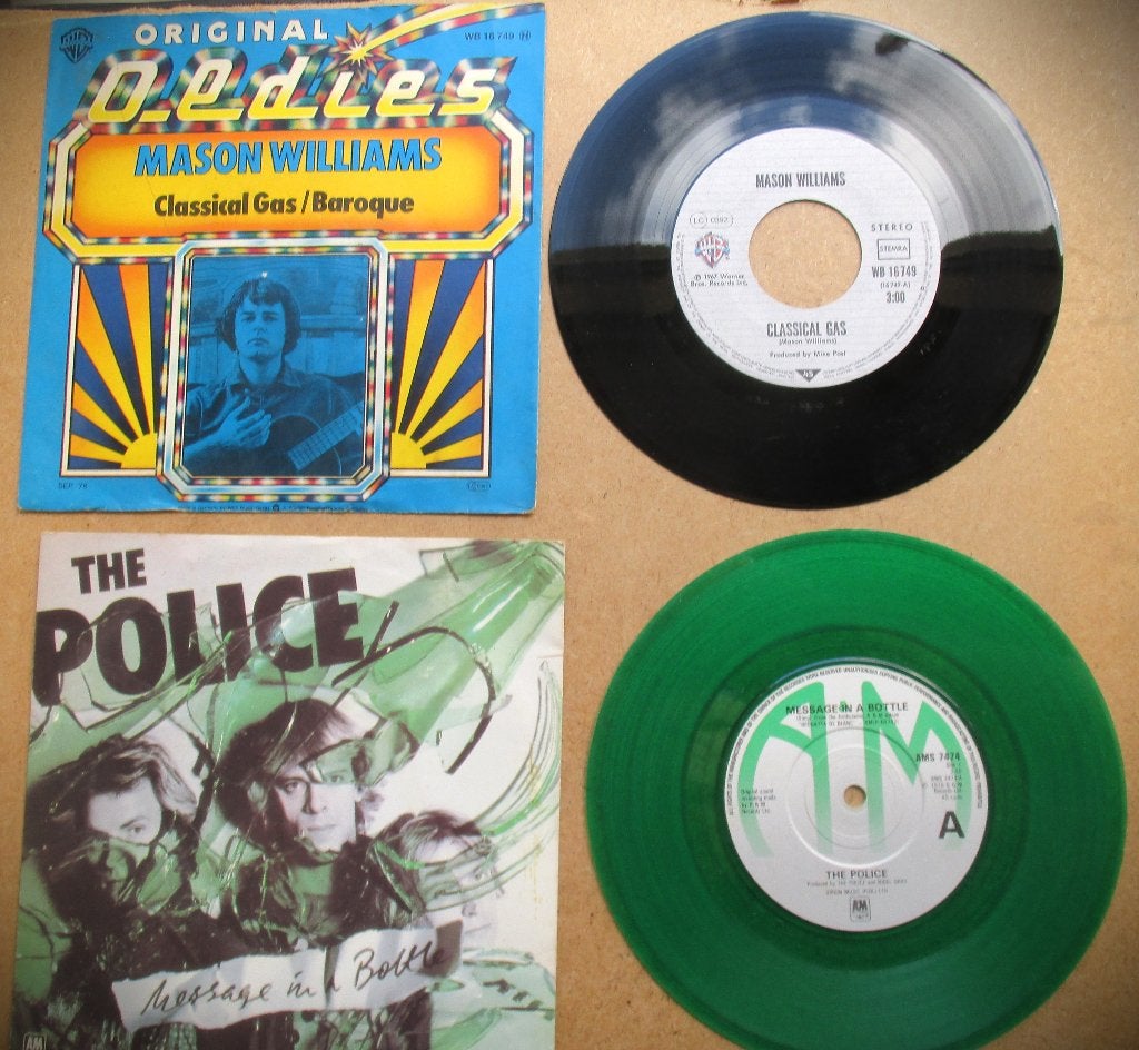 The Police~Groen Vinyl~Message in a bottle + Mason Williams, Gebruikt, 7 inch, Ophalen of Verzenden, Pop