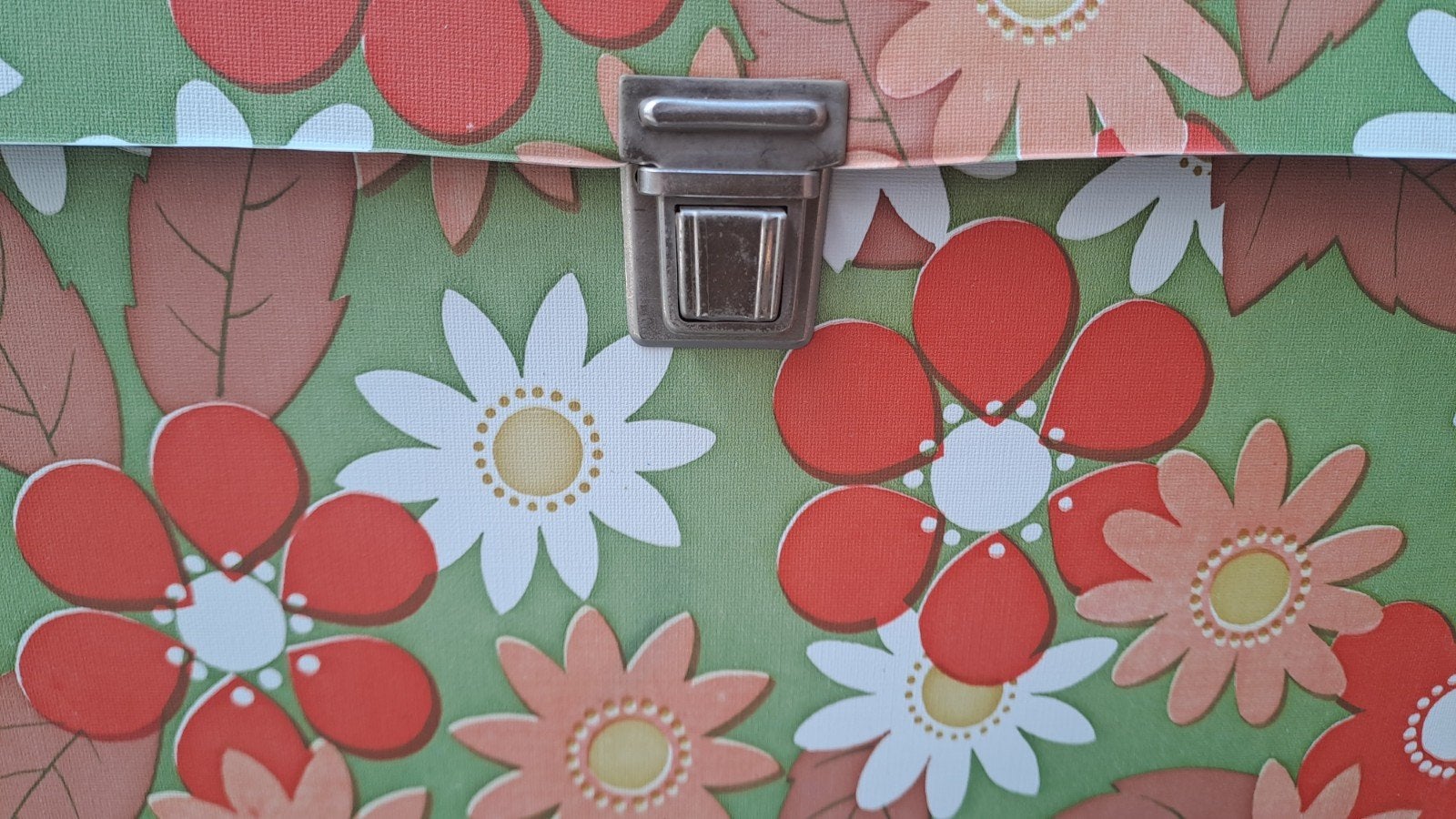 Vintage Platenkoffer voor LP's - Bloemenprint, Verzamelen, Retro, Ophalen of Verzenden, Audio en Video
