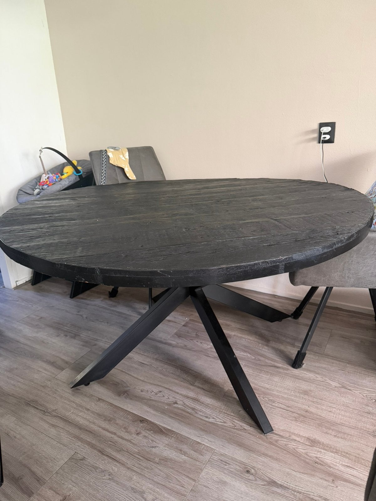 Eettafel rond 150cm, Ophalen, 100 tot 150 cm, Rond, Zo goed als nieuw