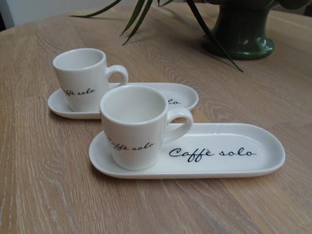 2x Riviera Maison wit espresso koffie kopje caffe solo, Nieuw, Ophalen of Verzenden, Overige stijlen, Kop(pen) en/of Schotel(s)