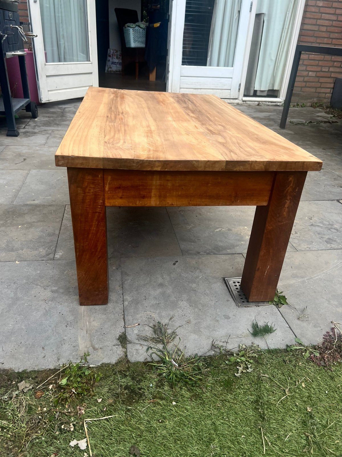 Teak houten salontafel, Huis en Inrichting, Tafels | Salontafels, Ophalen, Gebruikt, 100 tot 150 cm, Teakhout