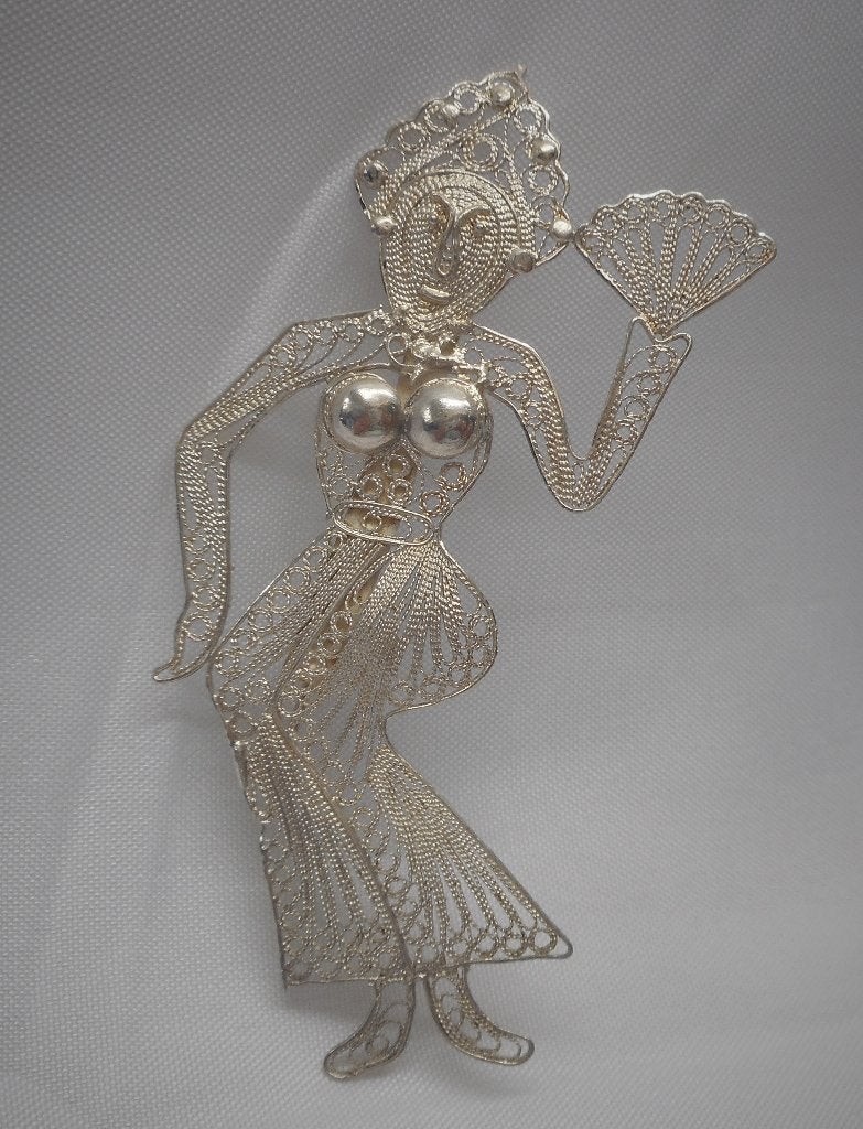 Zilveren prachtige grote filigrain broche nr.1912, 4 tot 7 cm, Verzenden, Zo goed als nieuw, Zilver