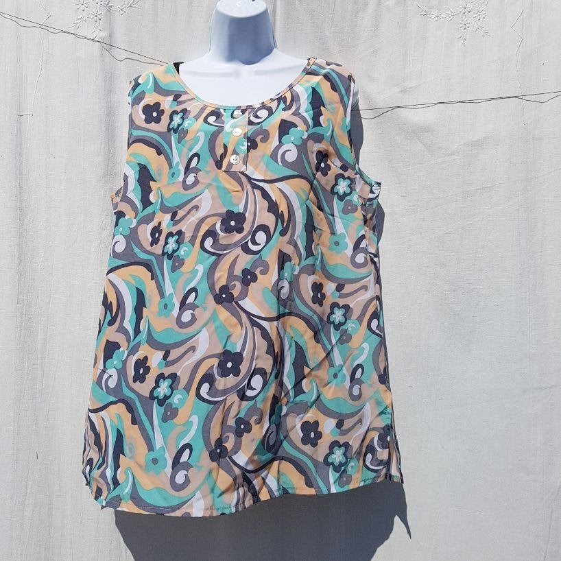 Vrolijk dames singlet. Mt 46. Merk Vaganza, ., Maat 46/48 (XL) of groter, Ophalen of Verzenden, Zo goed als nieuw