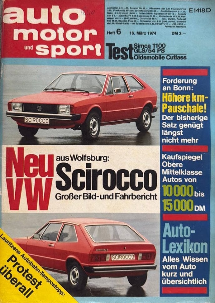 Auto motor und sport 1974/6: VW Scirocco, Mini Moke, Simca, Ophalen of Verzenden, Gelezen, Overige merken