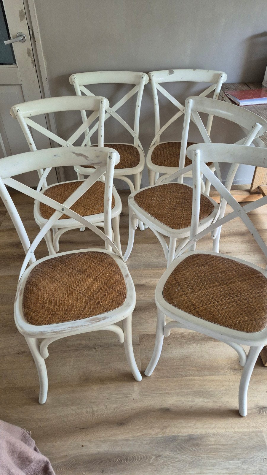 6 Leuke landelijke bistrot stoelen koopje!, Ophalen, Gebruikt, Landelijk, Vijf, Zes of meer stoelen