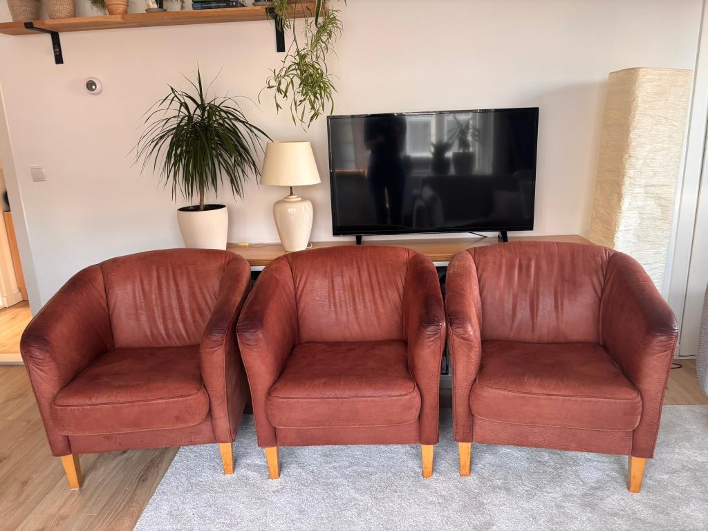 3 x leren fauteuils van Lederland, Ophalen, Gebruikt, Tijdloos, klassiek, Minder dan 75 cm
