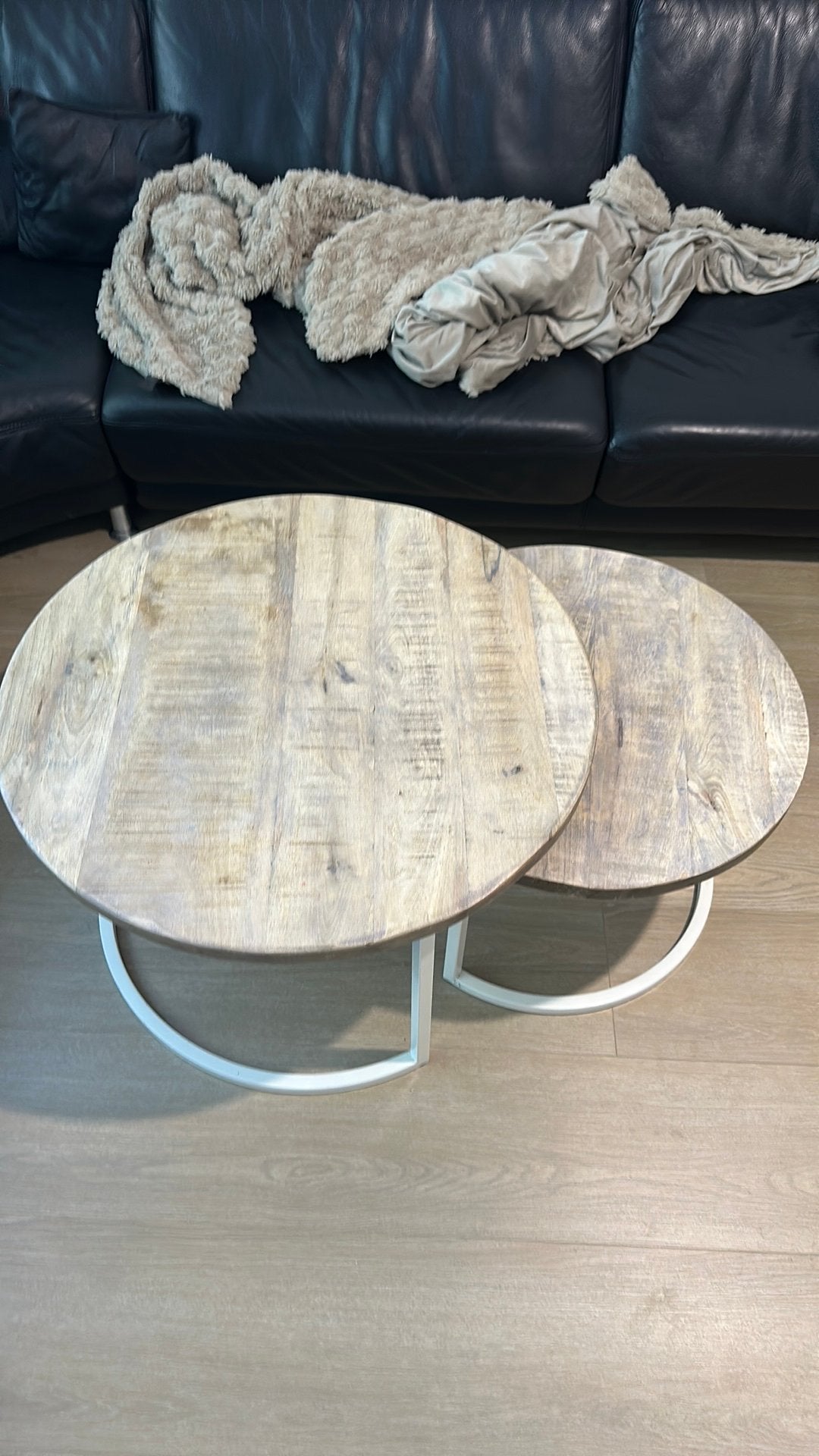 Mango hout tafels, Huis en Inrichting, Ophalen, Zo goed als nieuw, Rond, 50 tot 100 cm