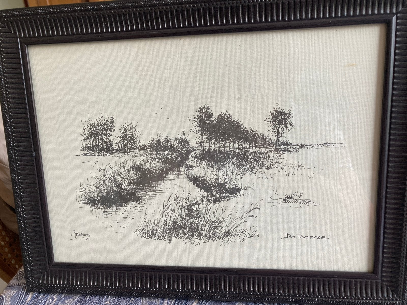 Gesigneerde pentekening 'De Beerze.  J.  Koster, 1979, Ophalen of Verzenden, Tekening, Pentekening, Gesigneerd