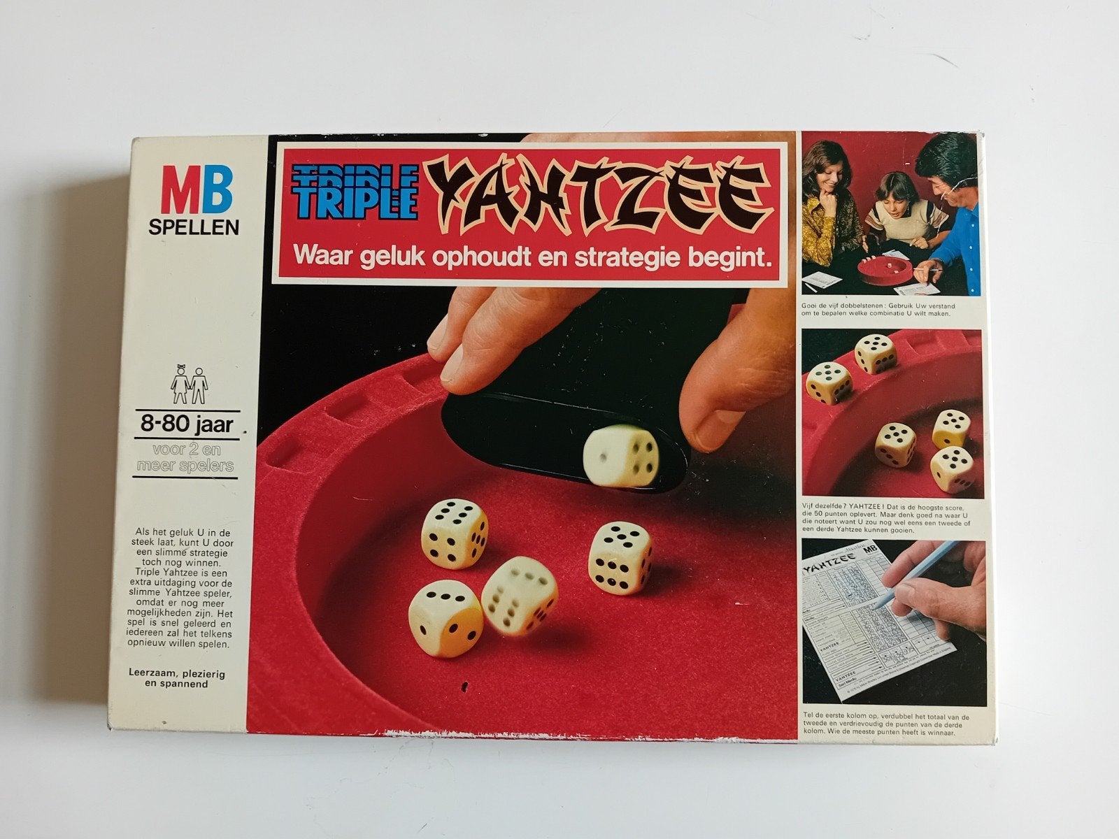 Triple Yahtzee MB Spel 1978 vintage, Vijf spelers of meer, Ophalen of Verzenden, Gebruikt, MB Spellen