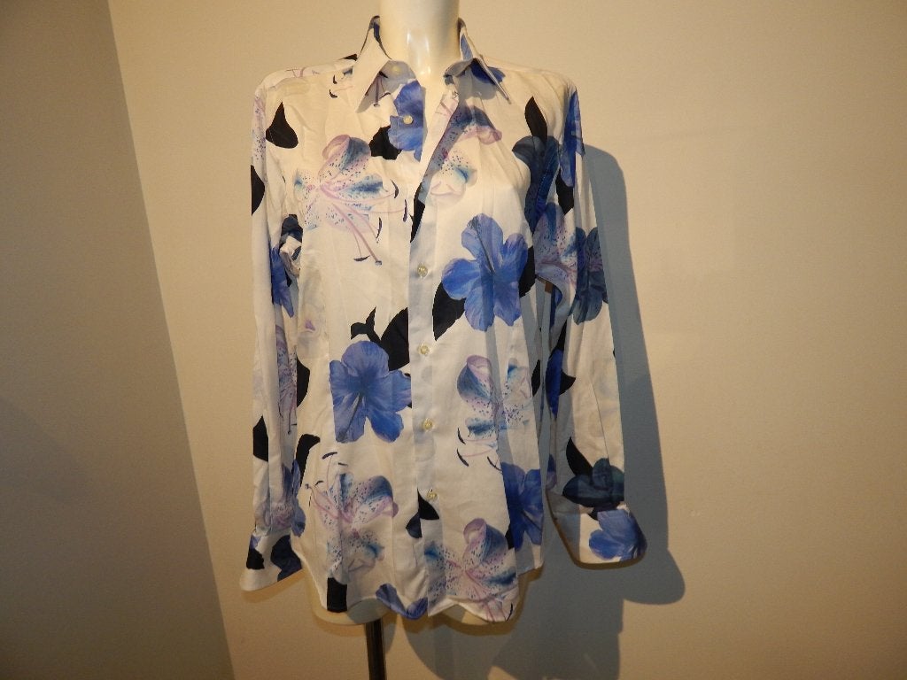 Etro milano schitterende blouse grote bloemen print mt 40, Kleding | Dames, Maat 38/40 (M), Etro, Zo goed als nieuw, Meerkleurig