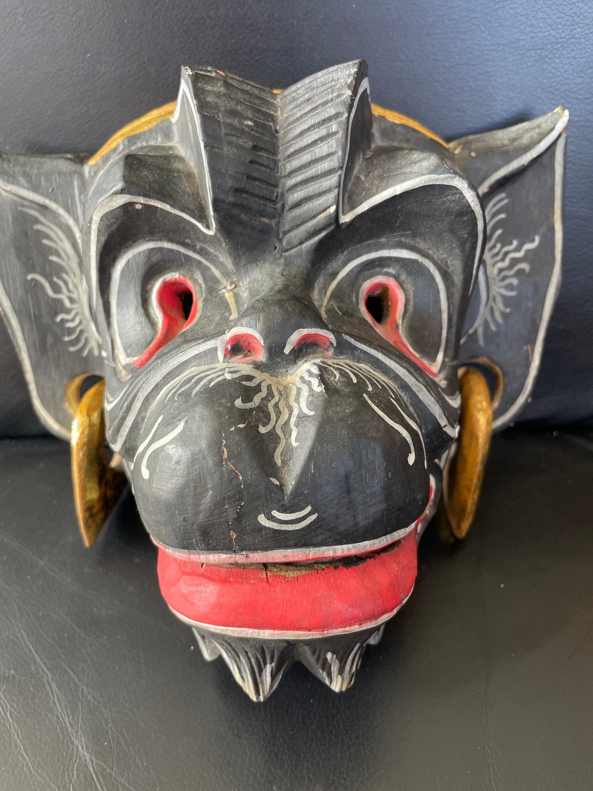 Mythologische Hanuman Aap Masker uit Baki, Antiek en Kunst, Kunst | Beelden en Houtsnijwerken, Ophalen of Verzenden