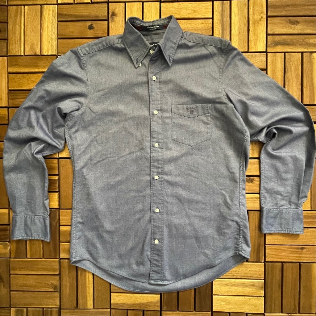 GANT blauw / grijs herenoverhemd, maat S/M, Blauw, GANT, Zo goed als nieuw, Halswijdte 39/40 (M)