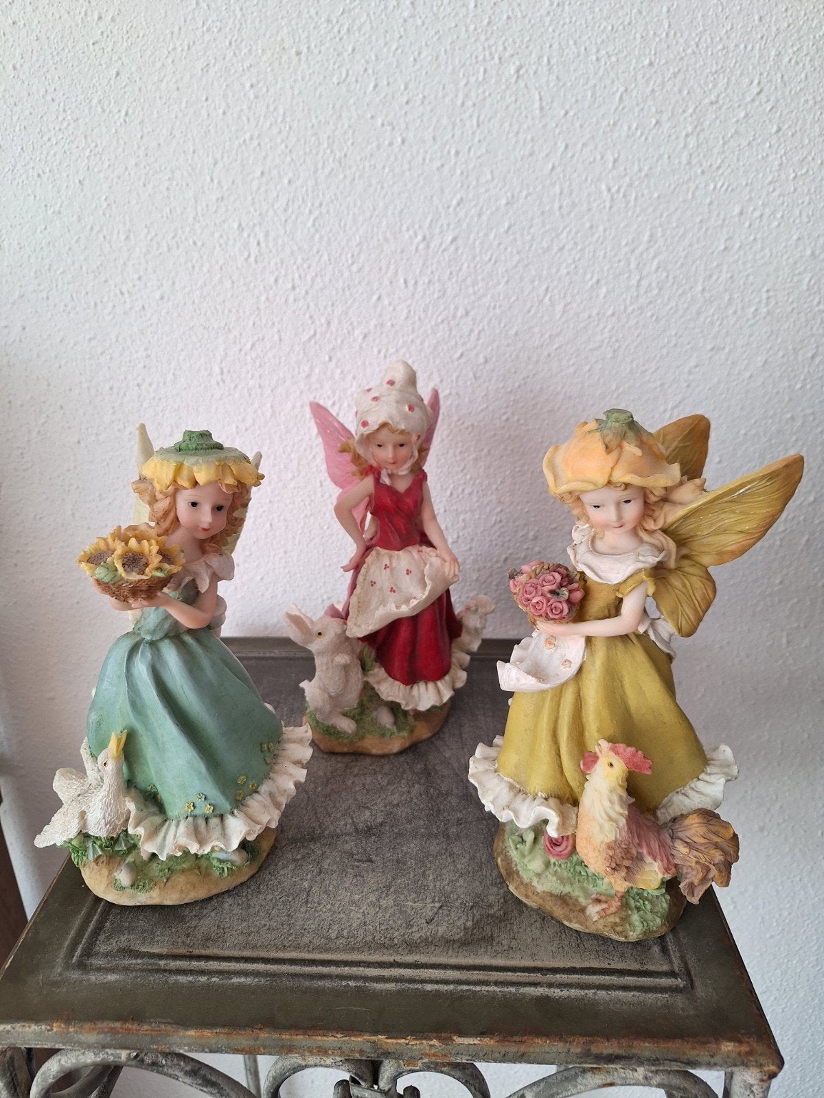 Set van 3 Fantasy Beeldjes: Feeën met Dieren, Verzamelen, Beelden en Beeldjes, Ophalen of Verzenden