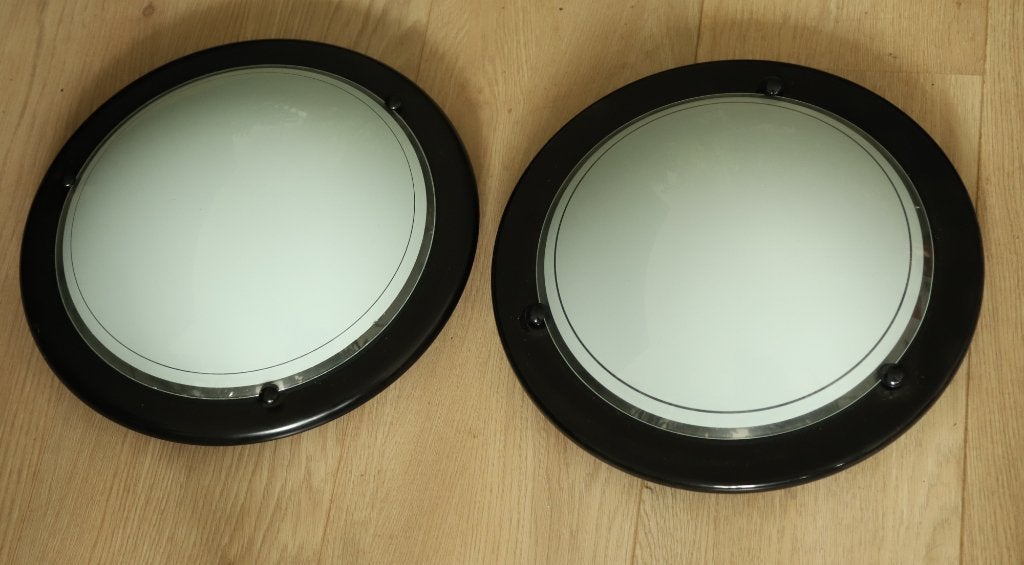 Plafondlamp., Huis en Inrichting, Lampen | Plafondlampen, Gebruikt, Zwart, Glas, 31 cm