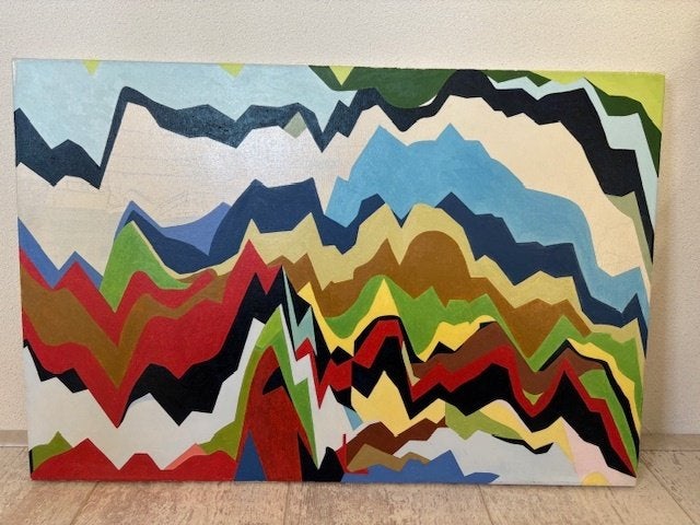 Olieverf schilderij, abstract, 60 x 40 cm, Ophalen of Verzenden