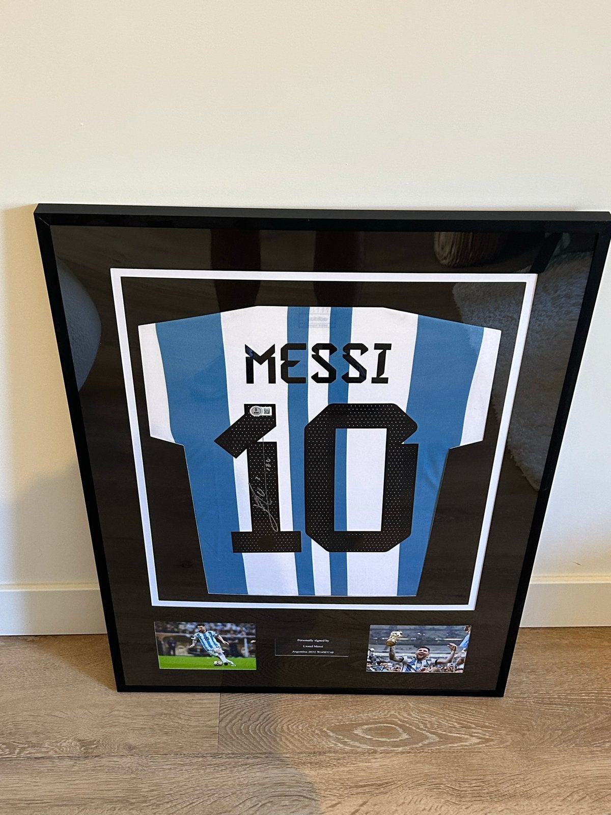 Gesigneerd Messi WK 2022 Argentinië shirt met COA, Ophalen of Verzenden, Zo goed als nieuw, Buitenlandse clubs, Shirt