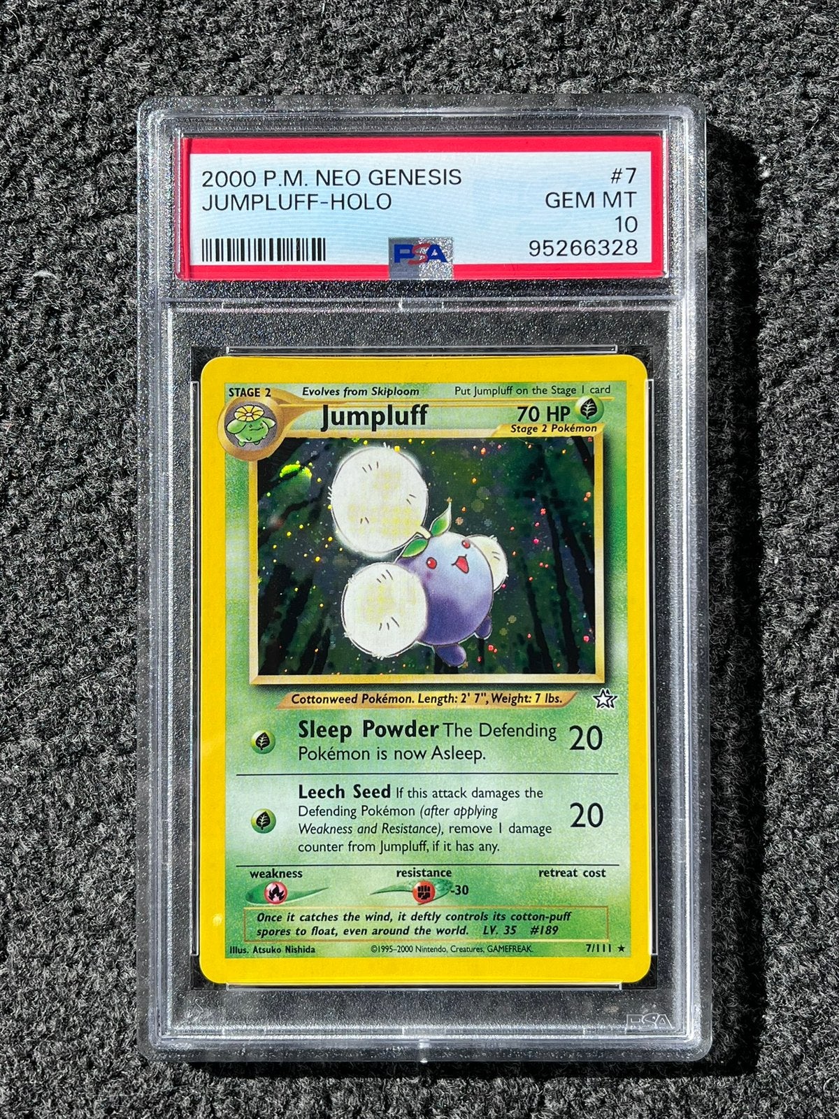 Pokémon PSA 10 Jumpluff Holo #7 Neo Genesis LOW POP 17!