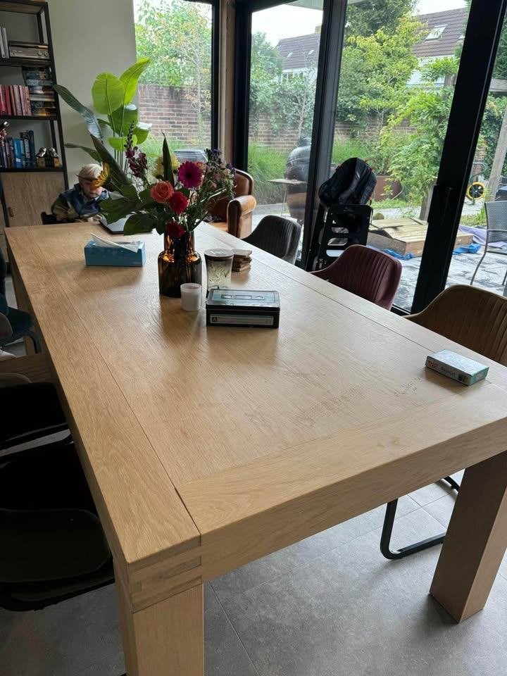 Eieknhouten eettafel, Huis en Inrichting, Tafels | Eettafels, Ophalen, 100 tot 150 cm, Eikenhout, 200 cm of meer